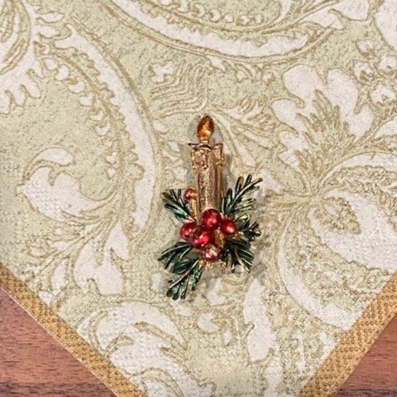 HOLIDAY🎄🎄VTG ST. LABRE Christmas Candle Brooch - Picture 3 of 4